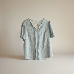 SHEIN Light Blue Eyelet Curve Blouse 1XL